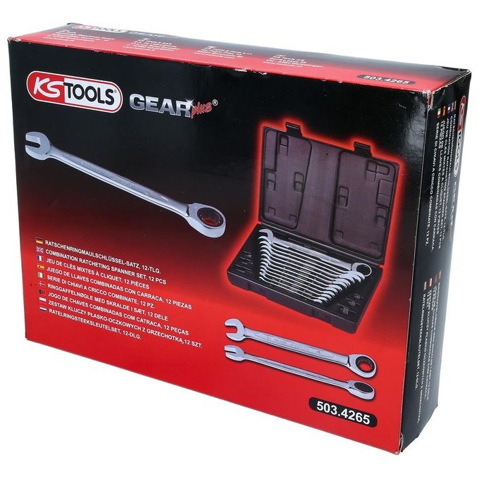KS Tools Serie di Chiavi a Cricco Combinate Gearplus 12 Pezzi 8-19mm