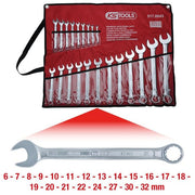 KS TOOLS 517.0043 Set di Chiavi Combinate Inclinate 21 Pezzi 6-32mm in Acciaio al Cromo Vanadio con Profilo FlankTraction e Angolo 15° colore Nero