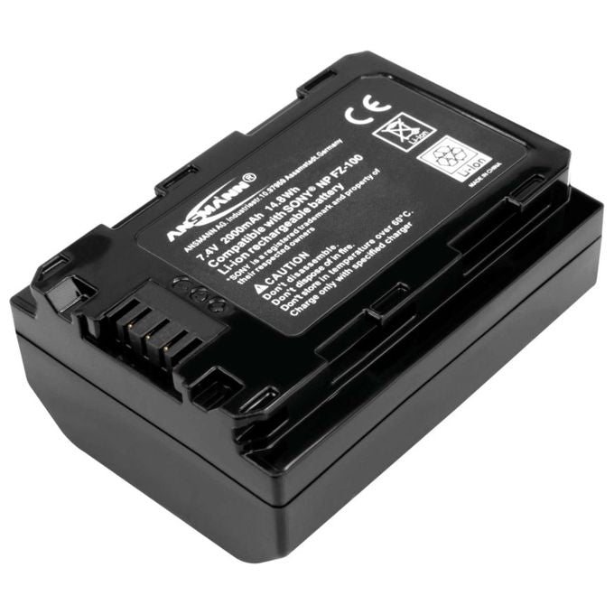Ansmann 1400-0079 A-Son NP FZ-100 Batteria agli Ioni di Litio 7.4 V 2000 mAh compatibile con Sony Alpha 7 III Alpha 7R III Alpha 900 colore Nero