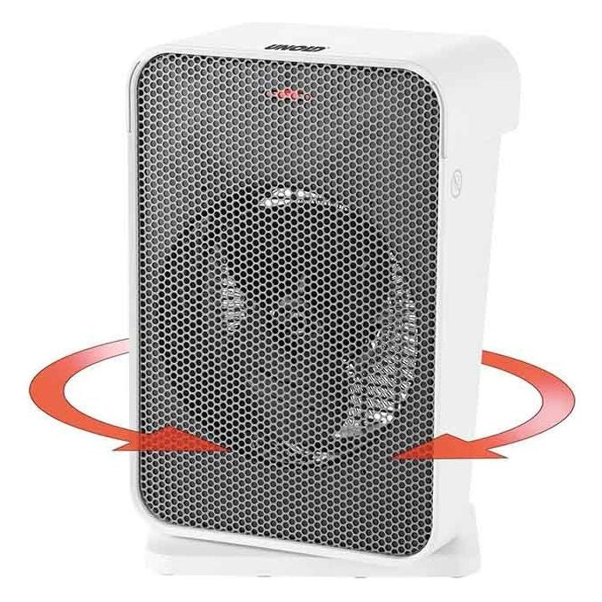 Unold 86450 Termoventilatore da Pavimento 2000 W con Oscillazione 70° Termostato Regolabile Spegnimento Automatico IP21 colore Bianco Grigio