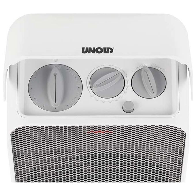 Unold 86450 Termoventilatore da Pavimento 2000 W con Oscillazione 70° Termostato Regolabile Spegnimento Automatico IP21 colore Bianco Grigio