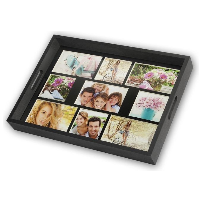 ZEP Vassoio Porta Foto Nero 43x35cm in Legno 9 Posti