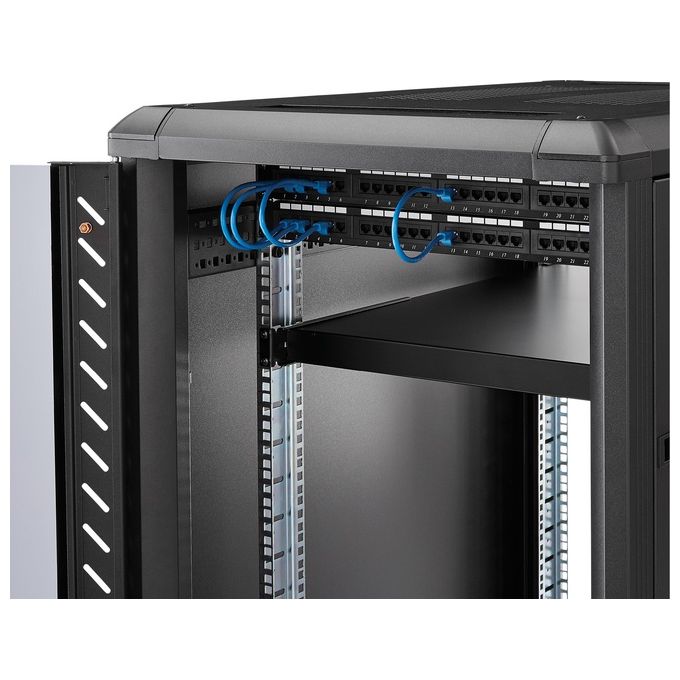 StarTech Ripiano per montaggio a rack regolabile 1U - Robusto ripiano per armadio server rack fisso - 80 kg