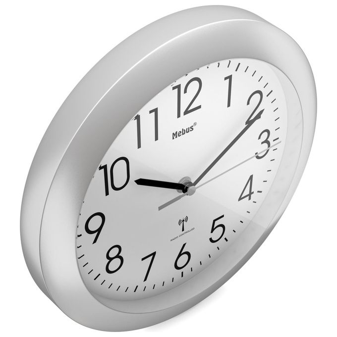 Mebus Orologio da Parete Radiocomandato Argento