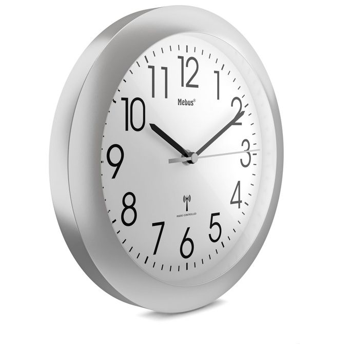 Mebus Orologio da Parete Radiocomandato Argento