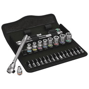 Wera 8100 SA 11 Set Cricchetto Zyklop Metal con Levetta per Invertire la Rotazione Attaco da 1-4'' in Pollici 28 Pezzi