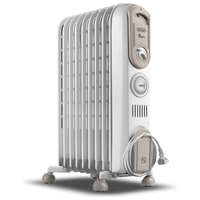 De'Longhi V550918T.WB Serie Vento Radiatore ad Olio 9 Elementi 1800W Timer Antigelo per ambienti fino a 54 m² colore Bianco