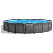 Intex 26744 Prism Frame Greywood Piscina Fuori Terra Rotonda 549x122 cm 24311 L con Pompa Filtro Scaletta e Teli colore Grigio