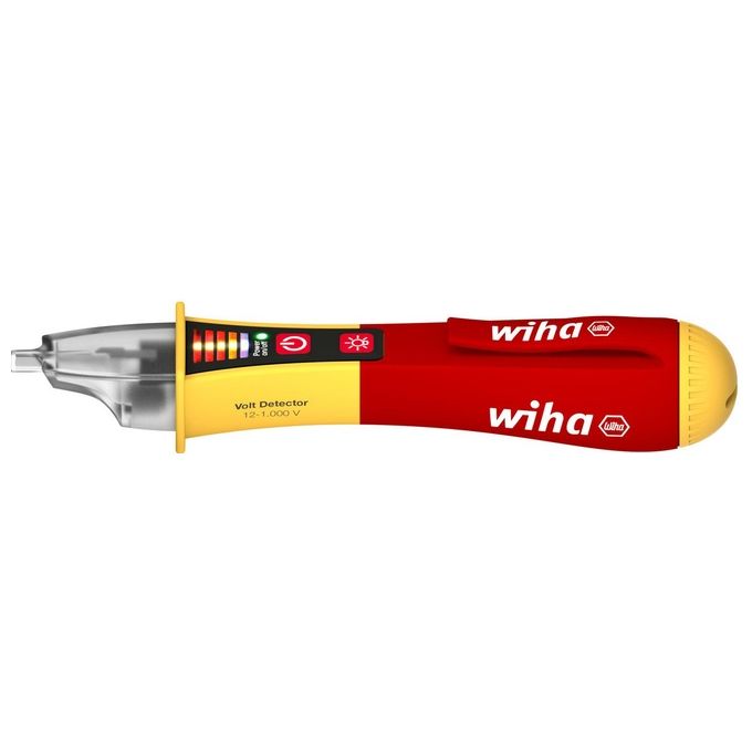 Wiha 43797 25513 Tester di Tensione Senza Contatto 12 1000 V AC con Display Incorporato e Torcia LED colore Rosso Giallo