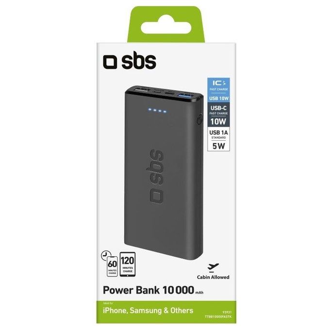 Sbs Powerbank Fast Charge da 10.000Mah 2 Usb