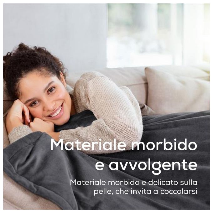 Beurer 42106 HD 75 Coperta Elettrica 100W 6 Livelli di Temperatura Spegnimento Automatico Lavabile Tessuto Felpato colore Grigio Scuro