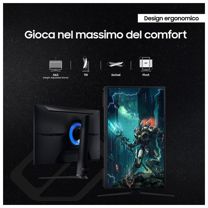 Samsung LS27DG300EUXEN Odyssey G3 Monitor Gaming 27'' Full HD 1920x1080 180Hz 1ms VA AMD FreeSync colore Nero