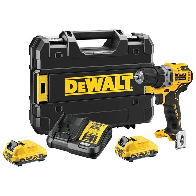 DEWALT DCD701D2-QW Trapano Avvitatore Compatto 12V XR Brushless 2 Batterie 2 Ah 15 Regolazioni Coppia Mandrino 10 mm Luce LED colore Nero