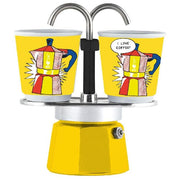 Bialetti Mini Express Colore Giallo Caffettiera con 2 Bicchierini