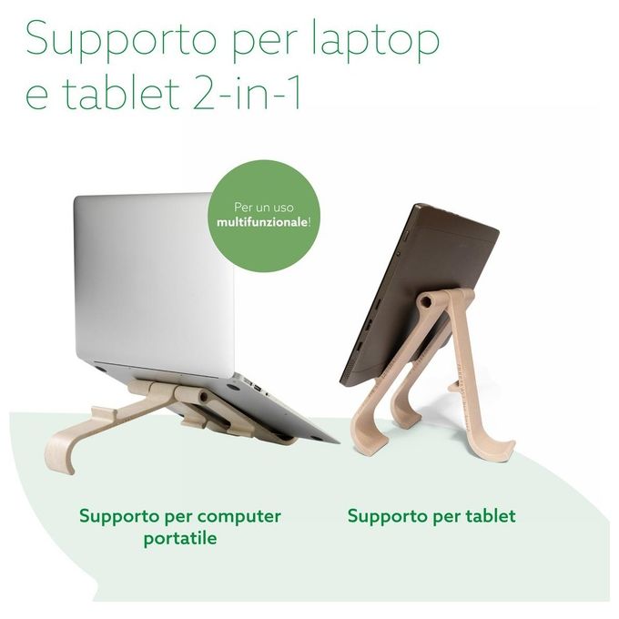 R Go Tools RGOTPW Treepod Supporto per Laptop e Tablet 10-22'' Regolabile in Altezza Materiale Bio-Based colore Naturale
