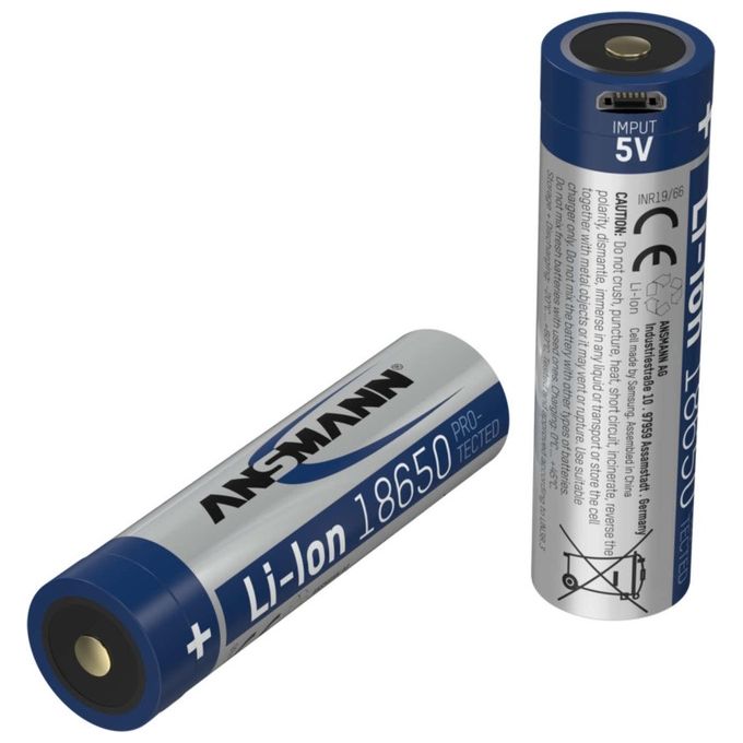 Ansmann 1 Batteria Li-Ion 18650 2600mAh 36V Micro-Usb