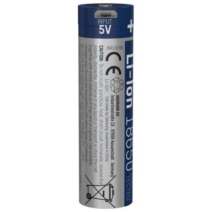 Ansmann 1 Batteria Li-Ion 18650 3400mAh 3.6V Micro-USB