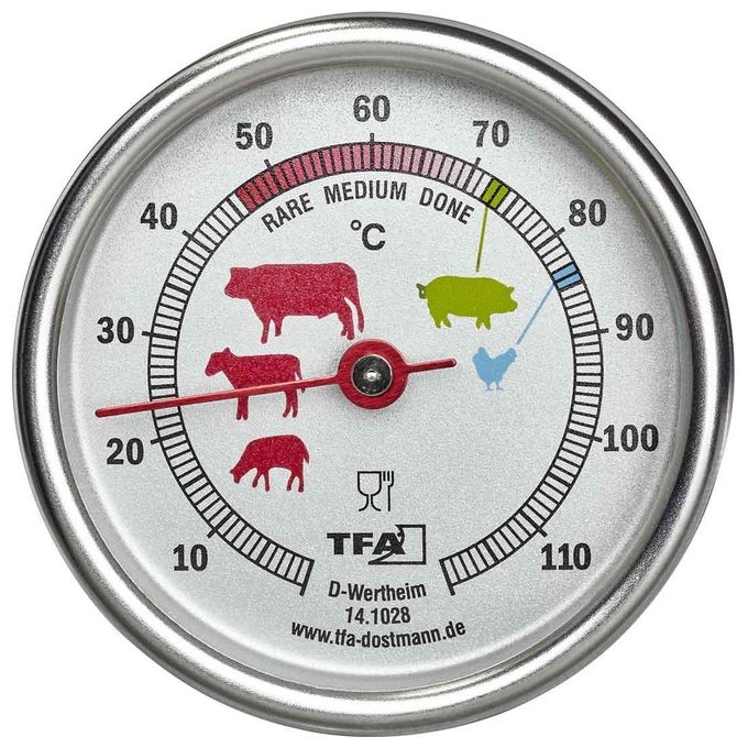 TFA-Dostmann 14.1028 Termometro Analogico BBQ Grill Smoker Arrosti 0 120 °C acciaio inox colore Argento
