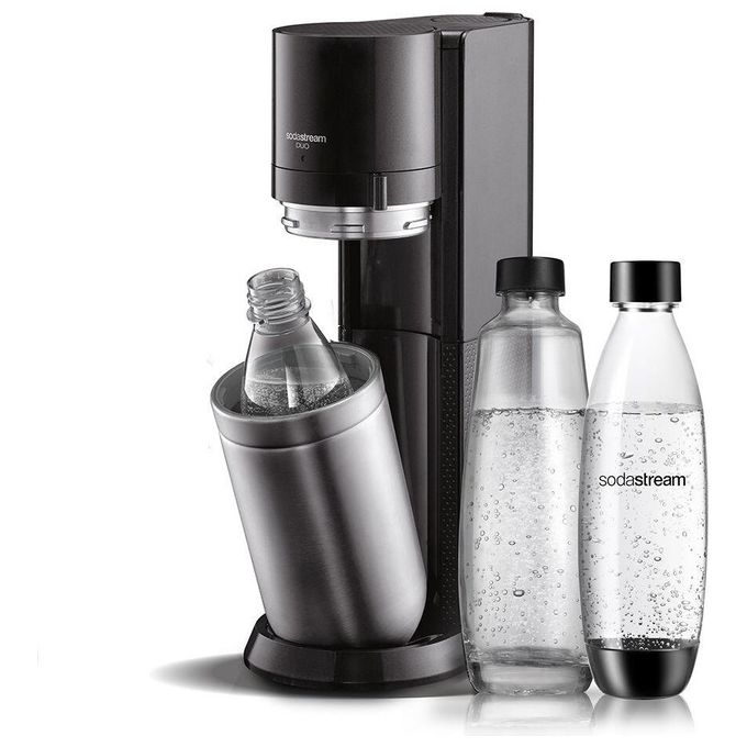 SodaStream 1016812441 Duo Gasatore per Acqua Frizzante con Bottiglia Vetro 1 L e Bottiglia Plastica 1 L Cilindro CO2 60 L colore Nero