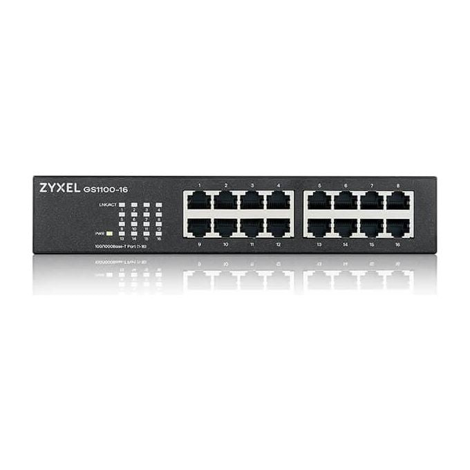 Zyxel GS1100-16 Switch Non Gestito 16 Porte Gigabit Ethernet 10-100-1000 32 Gbit-s Fanless Desktop Rack
