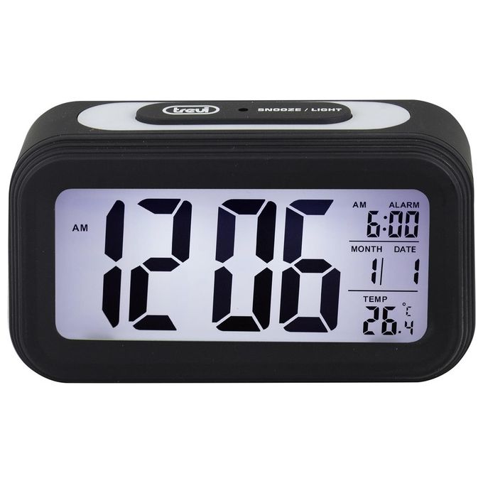 Trevi SLD 3068 S Sveglia Digitale Display LCD Retroilluminazione LED Termometro Calendario Funzione Snooze colore Nero