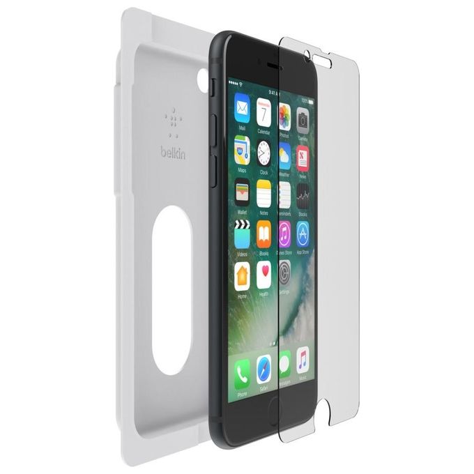 Belkin F8W883ZZ-AM SCREENFORCE InvisiGlass Ultra Pellicola Protettiva Trasparente per iPhone SE 2nd Gen iPhone 8 iPhone 7 Spessore 0.29 mm Antibatterico Resistente a Graffi e Impronte colore Trasparente