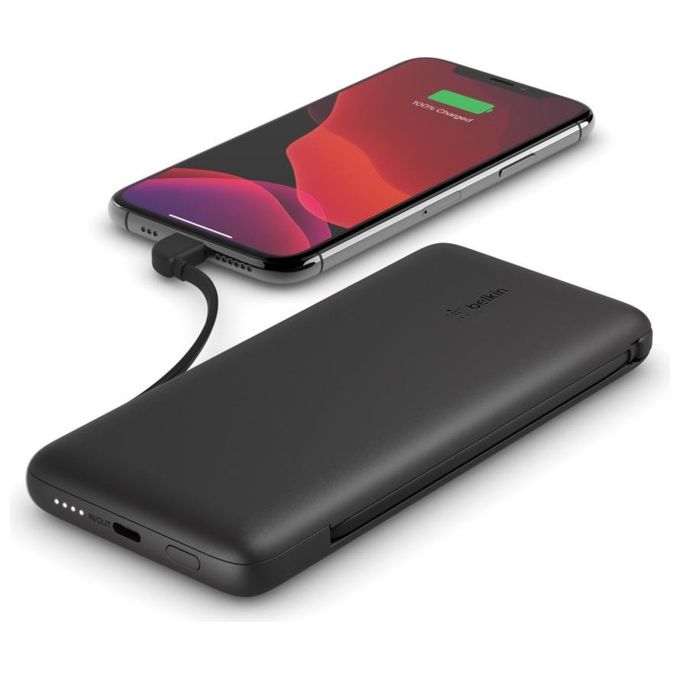 Belkin BPB006 BoostCharge Plus Power Bank 10000 mAh 18W USB-C Lightning cavi integrati colore Nero
