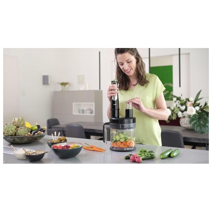 Braun MQ9187XLI MultiQuick 9 Frullatore ad Immersione 1200 W 0,6 L 3 velocita' ActiveBlade lavastoviglie colore Nero Acciaio Inox