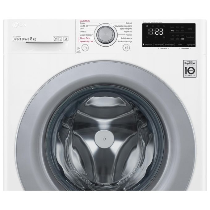 LG F2WV3S7S4E - Lavatrice Slim a carica frontale 7 kg, 1200 rpm, Classe energetica D, AI DD, Lavaggio a vapore Steam, (85x60x47,5 cm), Bianco