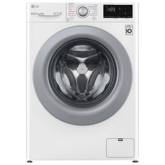LG F2WV3S7S4E - Lavatrice Slim a carica frontale 7 kg, 1200 rpm, Classe energetica D, AI DD, Lavaggio a vapore Steam, (85x60x47,5 cm), Bianco
