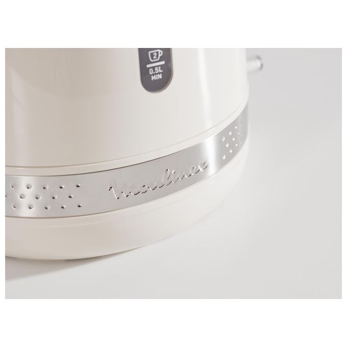 Moulinex BY320 Soleil Bollitore Elettrico 1.7 L 2400 W Coperchio a Cerniera Filtro Anticalcare Base Girevole 360° colore Avorio