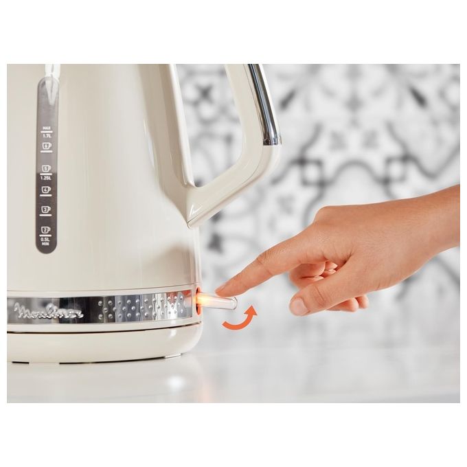 Moulinex BY320 Soleil Bollitore Elettrico 1.7 L 2400 W Coperchio a Cerniera Filtro Anticalcare Base Girevole 360° colore Avorio