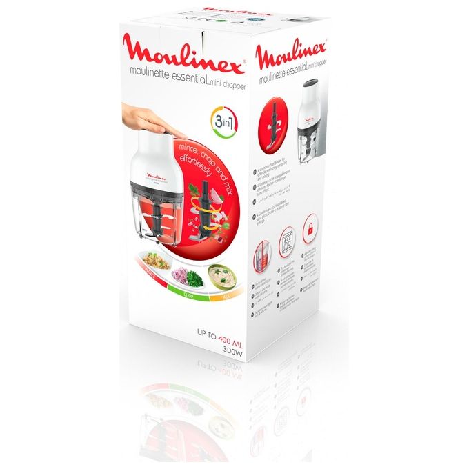 Moulinex DJ520110 Moulinette Essential Mini Tritatutto 3 in 1 300W 0,4 L 4 lame colore Bianco