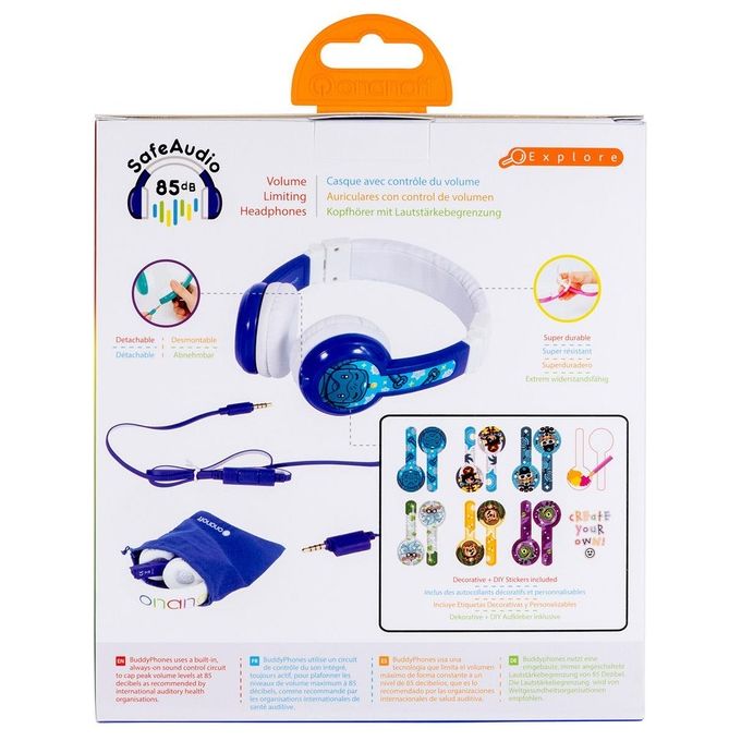 Buddyphones Cuffia Explore Pieg.mic Blu