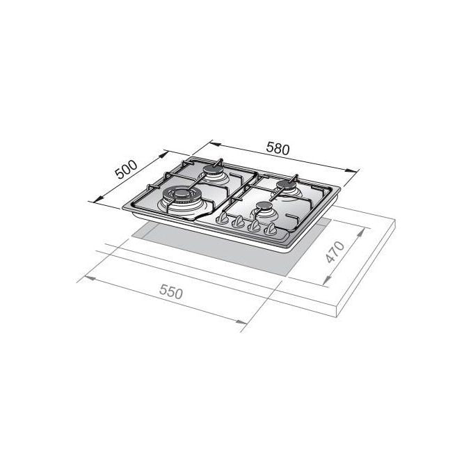 De Longhi FFN 46 ASV Linea Family Piano cottura a Gas 4 Zone 60 cm Nero
