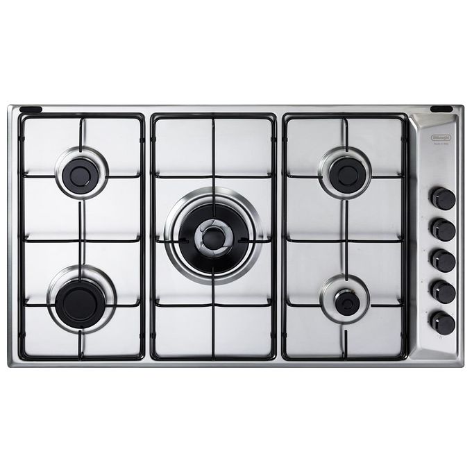 De'Longhi FLA59DD Family Piano cottura Gas 86 cm 5 fuochi Bruciatore Tripla Corona Griglie Smaltate colore Inox