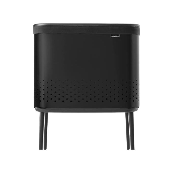 Brabantia Portabiancheria 60L con Sacco in Cotone Rimovibile Matt Black Apertura Rapida