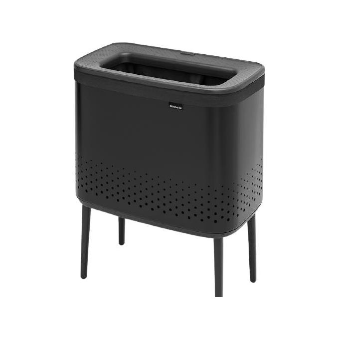 Brabantia Portabiancheria 60L con Sacco in Cotone Rimovibile Matt Black Apertura Rapida