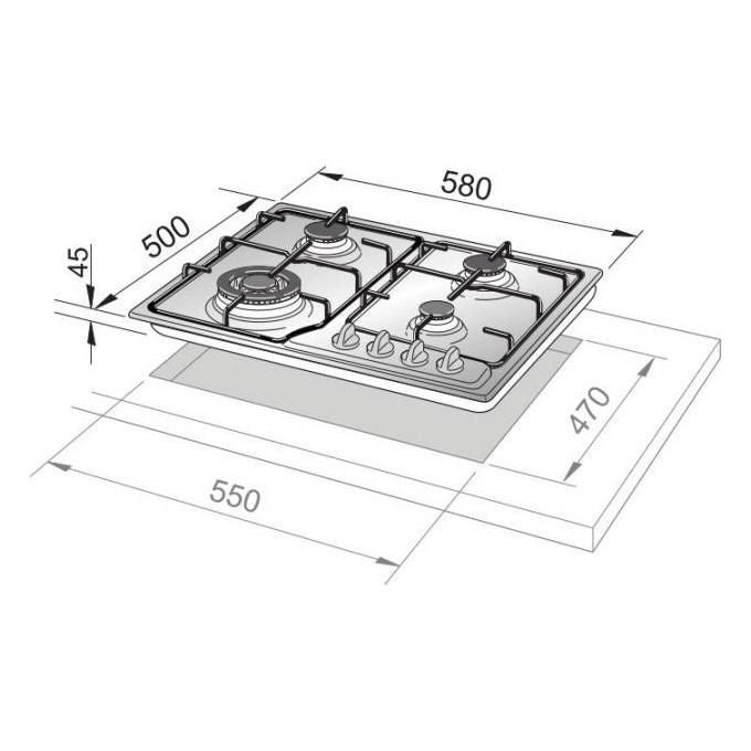 De Longhi IF 46 ASDV SP N Linea Soft Piano cottura a Gas 4 Fuochi Bruciatore Tripla Corona 60 cm Acciaio Inox