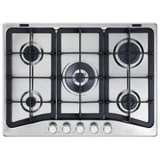 De Longhi PFI 57 GH Linea Professional Piano cottura a Gas 5 Fuochi Griglie in Ghisa Bruciatore Tripla Corona 70 cm Acciaio Inox
