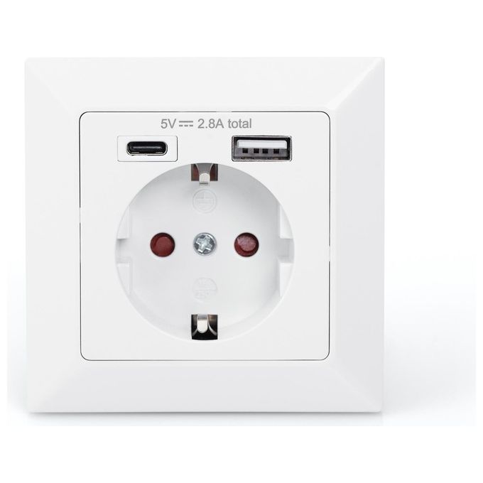 Digitus Digitus Presa di Sicurezza da Incasso con 1 Usb Type-C 1 Usb A