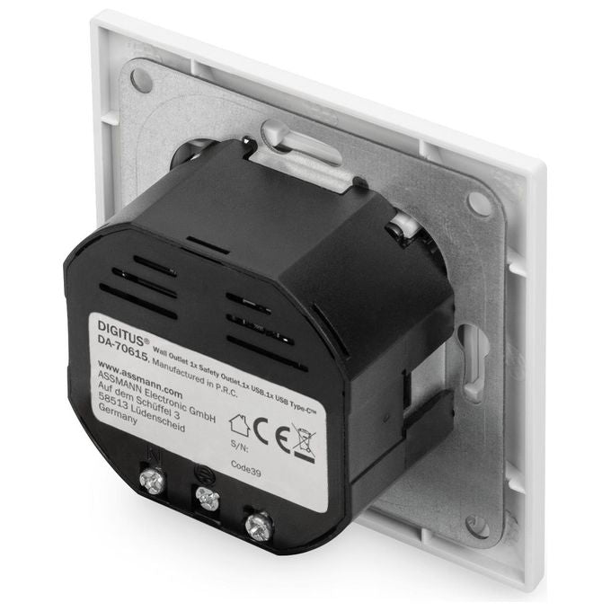 Digitus Digitus Presa di Sicurezza da Incasso con 1 Usb Type-C 1 Usb A