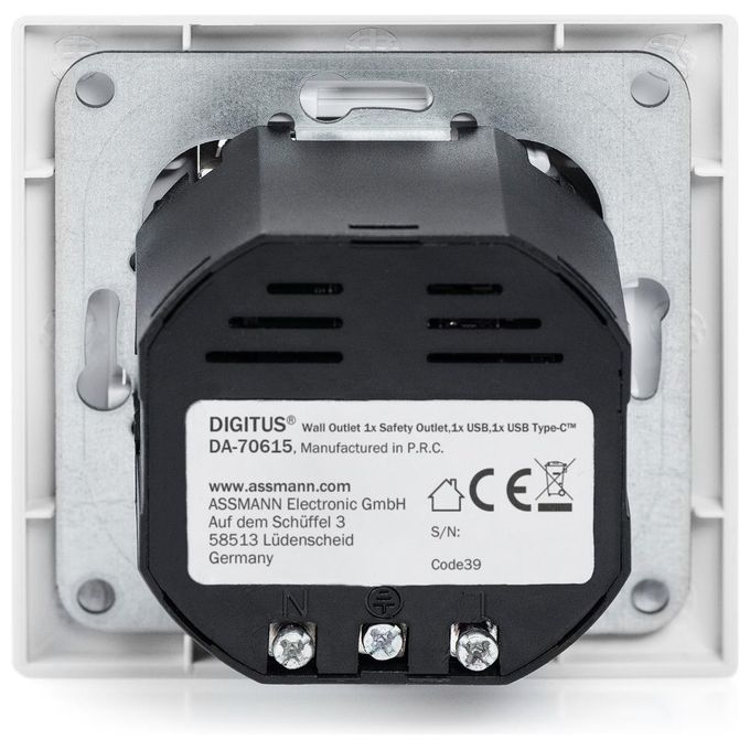 Digitus Digitus Presa di Sicurezza da Incasso con 1 Usb Type-C 1 Usb A