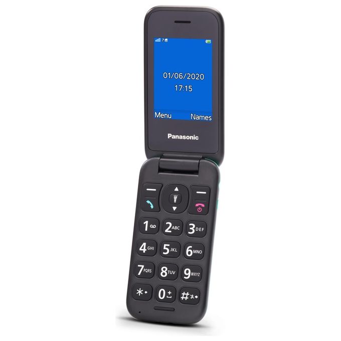 Panasonic KX-TU400EXC Telefono Cellulare Senior Clamshell Display 2.4'' Funzione SOS Bluetooth Resistente agli Urti colore Tiffany