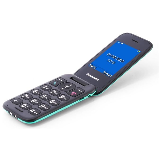 Panasonic KX-TU400EXC Telefono Cellulare Senior Clamshell Display 2.4'' Funzione SOS Bluetooth Resistente agli Urti colore Tiffany