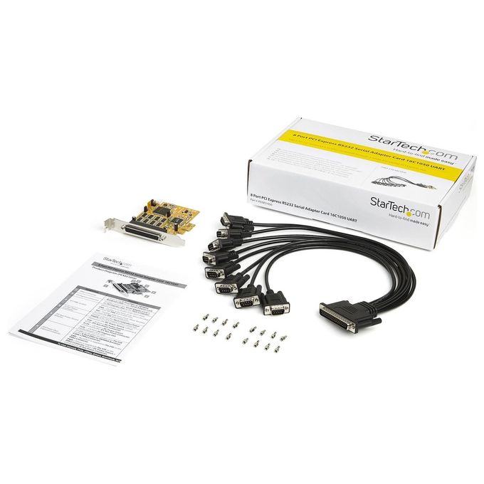StarTech.com PEX8S1050 Scheda Adattatore Seriale PCI Express 8 Porte RS232 DB9 921,6 Kbps 16C1050 UART colore Giallo