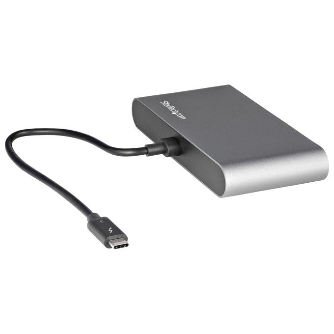 StarTech TB3DKM2HDL Mini Dock Thunderbolt 3 Docking Station con 2 HDMI 4K 60Hz 2 USB-A Gigabit Ethernet Cavo 28 cm colore Grigio