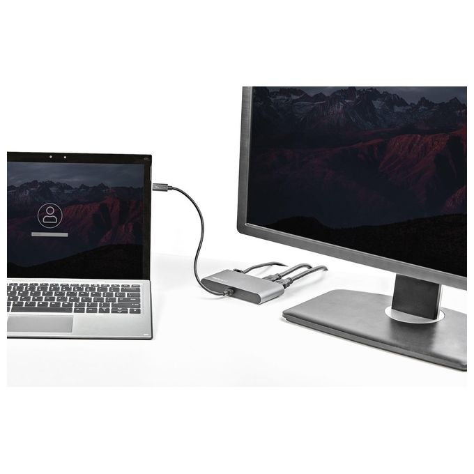 StarTech TB3DKM2HDL Mini Dock Thunderbolt 3 Docking Station con 2 HDMI 4K 60Hz 2 USB-A Gigabit Ethernet Cavo 28 cm colore Grigio