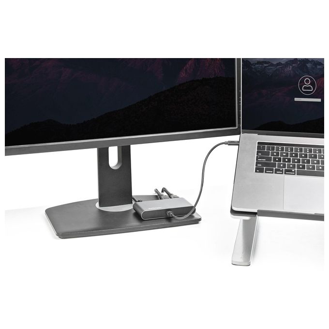 StarTech TB3DKM2HDL Mini Dock Thunderbolt 3 Docking Station con 2 HDMI 4K 60Hz 2 USB-A Gigabit Ethernet Cavo 28 cm colore Grigio