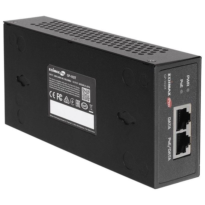 Edimax GP-102IT Adattatore e Iniettore PoE 10 Gigabit Ethernet 100 Gigabit Ethernet Gigabit Ethernet 60 W IEEE 802.3af IEEE 802.3at IEEE 802.3bt colore Nero